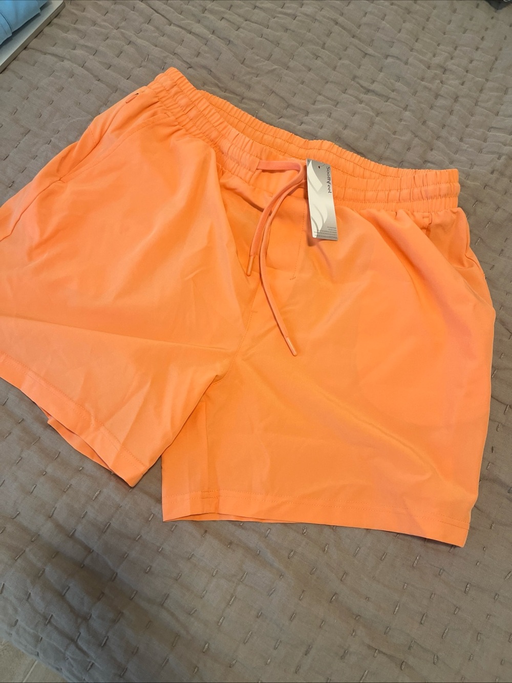 Men's Athletic Drawstring Shorts in Bright Orange